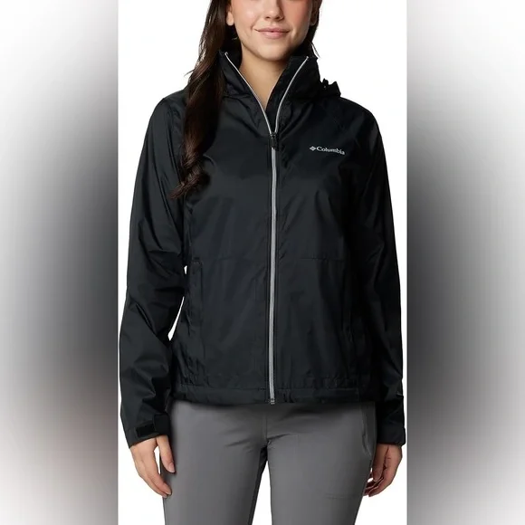 Columbia Women’s Jacket 1X Waterproof Zip Front Black Hooded Gorpcore Activewear - Picture 3 of 17